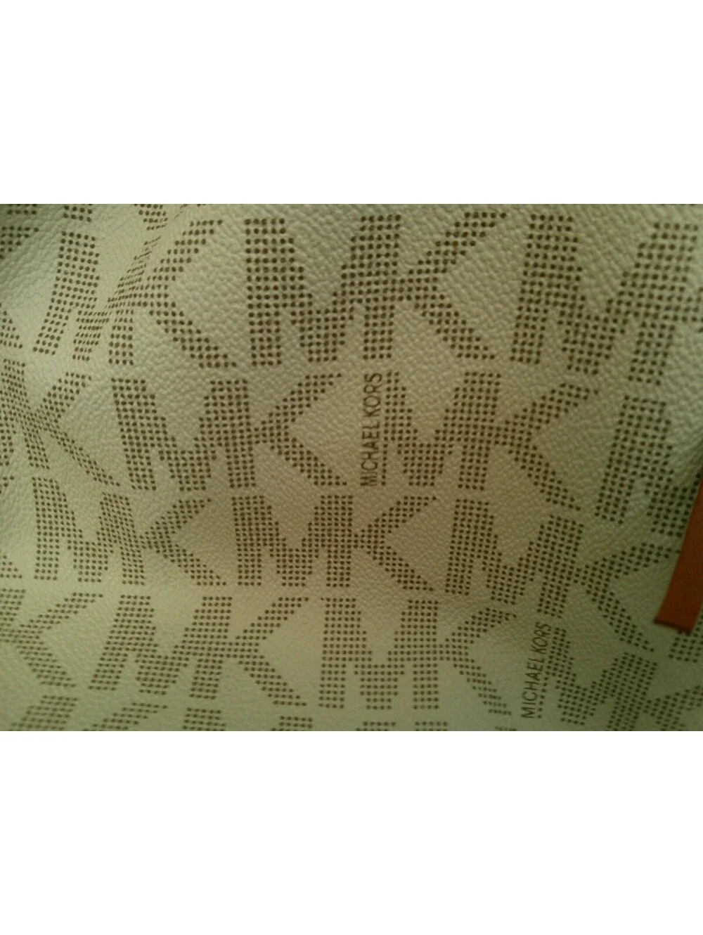 Michael Kors Beige and Brown Monogram Tote Bag with Tassel Charm